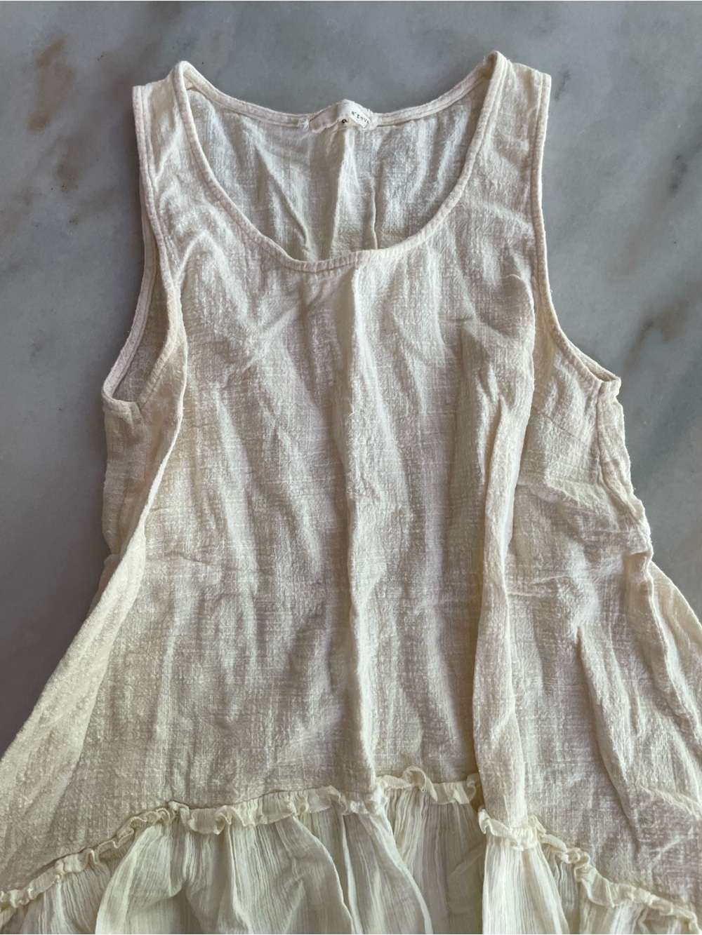 A'Reve Cream Ruffle Tank Top - Picture 2 of 3
